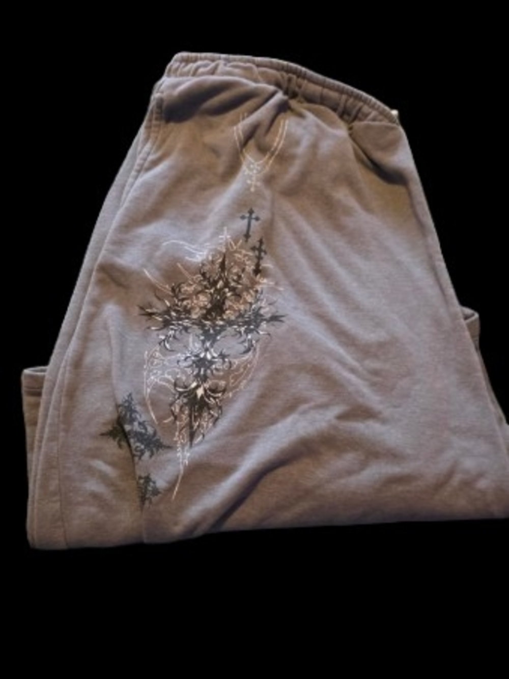 Women's Gray Cargo Shorts with Floral Cross Embroidery